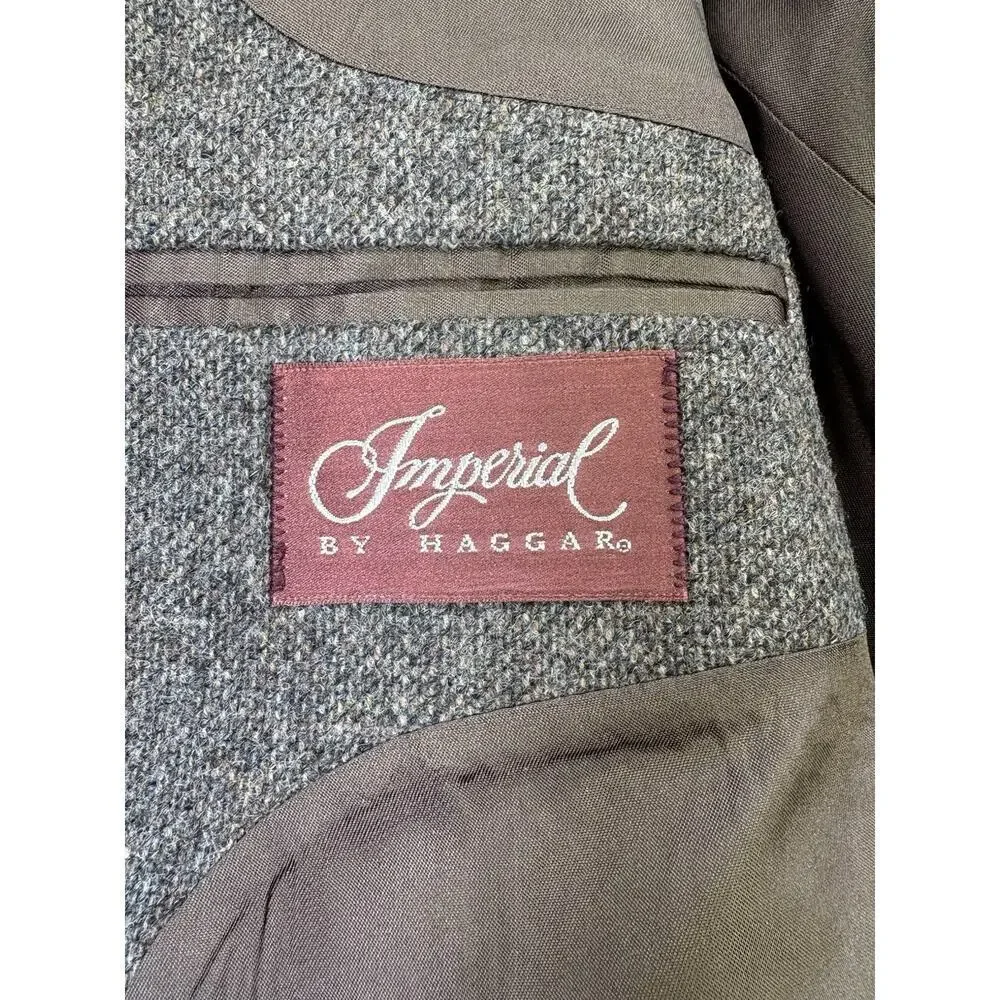 Imperial By Haggar Brown 100% Pure Wool Elbow Patch Two Button Blazer Jacket 46